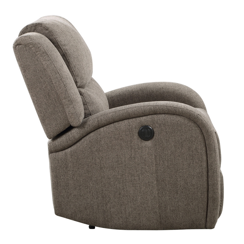 Karena 38 Inch Power Reclining Accent Chair- Brown Chenille- Solid Wood
