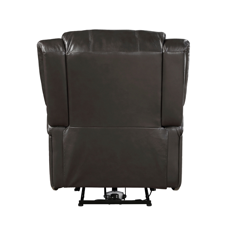 Karena 38 Inch Power Reclining Accent Chair- Brown Faux Leather- Solid Wood