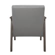 Aly 31 Inch Accent Chair Armchair- Gray Faux Leather- Brown Solid Wood