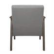 Aly 31 Inch Accent Chair Armchair- Gray Faux Leather- Brown Solid Wood
