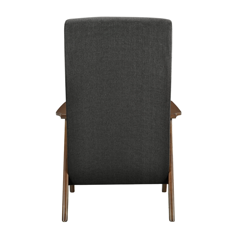Mary 32 Inch Accent Chair Armchair- Dark Gray Polyester Linen- Solid Wood