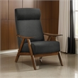 Mary 32 Inch Accent Chair Armchair- Dark Gray Polyester Linen- Solid Wood