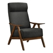 Mary 32 Inch Accent Chair Armchair- Dark Gray Polyester Linen- Solid Wood
