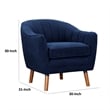 Tia 31 Inch Plush Accent Chair Armchair- Blue Polyester- Brown Solid Wood