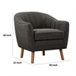 Tia 31 Inch Plush Accent Chair Armchair- Gray Polyester- Brown Solid Wood
