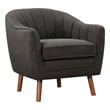 Tia 31 Inch Plush Accent Chair Armchair- Gray Polyester- Brown Solid Wood