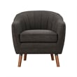 Tia 31 Inch Plush Accent Chair Armchair- Gray Polyester- Brown Solid Wood