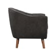 Tia 31 Inch Plush Accent Chair Armchair- Gray Polyester- Brown Solid Wood