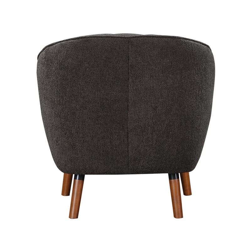 Tia 31 Inch Plush Accent Chair Armchair- Gray Polyester- Brown Solid Wood