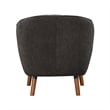 Tia 31 Inch Plush Accent Chair Armchair- Gray Polyester- Brown Solid Wood