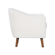 Tia 31 Inch Plush Accent Chair Armchair- White Polyester- Brown Solid Wood