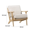 36 Inch Accent Chair Armchair- Beige Chenille- Weathered Solid Rubberwood