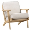 36 Inch Accent Chair Armchair- Beige Chenille- Weathered Solid Rubberwood