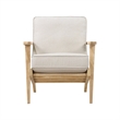 36 Inch Accent Chair Armchair- Beige Chenille- Weathered Solid Rubberwood
