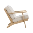 36 Inch Accent Chair Armchair- Beige Chenille- Weathered Solid Rubberwood