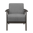 31 Inch Accent Chair- Gray Polyester- Antique Gray Solid Rubberwood