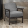 31 Inch Accent Chair- Gray Polyester- Antique Gray Solid Rubberwood