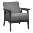 31 Inch Accent Chair- Gray Polyester- Antique Gray Solid Rubberwood