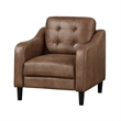 Orry 32 Inch Accent Chair- Tufted Back- Brown Microfiber- Black Solid Wood