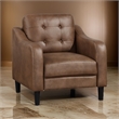 Orry 32 Inch Accent Chair- Tufted Back- Brown Microfiber- Black Solid Wood