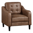 Orry 32 Inch Accent Chair- Tufted Back- Brown Microfiber- Black Solid Wood