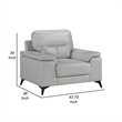 Mica 36 Inch Accent Chair- Metal Legs Light Gray Top Grain and Faux Leather