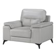Mica 36 Inch Accent Chair- Metal Legs Light Gray Top Grain and Faux Leather