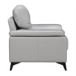 Mica 36 Inch Accent Chair- Metal Legs Light Gray Top Grain and Faux Leather