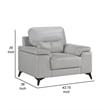 Mica 36 Inch Accent Chair- Metal Legs Light Gray Top Grain and Faux Leather