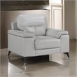 Mica 36 Inch Accent Chair- Metal Legs Light Gray Top Grain and Faux Leather