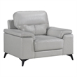Mica 36 Inch Accent Chair- Metal Legs Light Gray Top Grain and Faux Leather