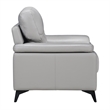 Mica 36 Inch Accent Chair- Metal Legs Light Gray Top Grain and Faux Leather