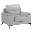 Mica 36 Inch Accent Chair- Metal Legs Light Gray Top Grain and Faux Leather