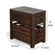 Flint Accent Chairside Table- 1 Drawer- Crate- 26 Inch Dark Brown Wood