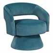 Lessa Swivel Accent Chair- Teal Blue- Round Base- Soft Foam Cushion
