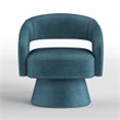 Lessa Swivel Accent Chair- Teal Blue- Round Base- Soft Foam Cushion