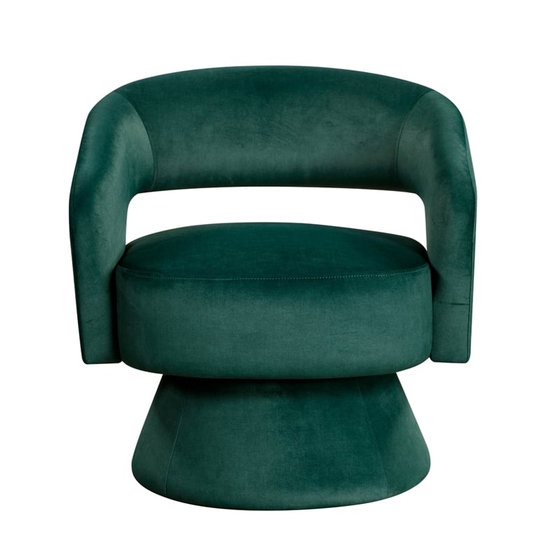 Lessa Swivel Accent Chair- Emrald Green- Round Base- Soft Foam Cushion