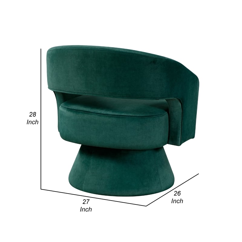 Lessa Swivel Accent Chair- Emrald Green- Round Base- Soft Foam Cushion