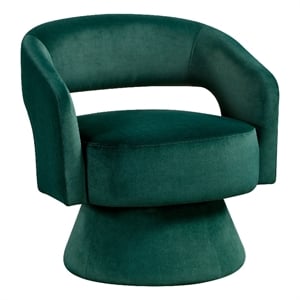 Lessa Swivel Accent Chair- Emrald Green- Round Base- Soft Foam Cushion