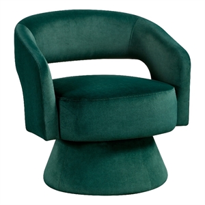 Lessa Swivel Accent Chair- Emrald Green- Round Base- Soft Foam Cushion
