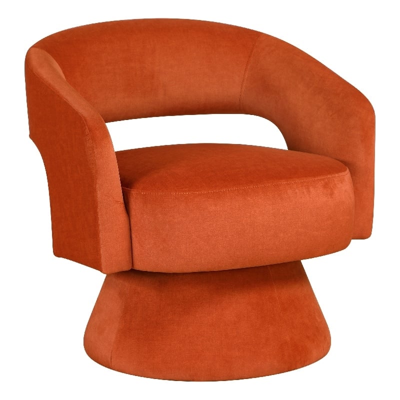 Lessa Swivel Accent Chair- Orange- Round Base- Soft Foam Cushion