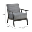 Tira 32 Inch Accent Chair- Channel Stitched- Gray Velvet- Solid Wood Frame