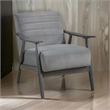 Tira 32 Inch Accent Chair- Channel Stitched- Gray Velvet- Solid Wood Frame