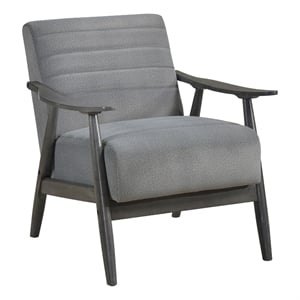 Tira 32 Inch Accent Chair- Channel Stitched- Gray Velvet- Solid Wood Frame