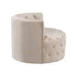 Alix 33 Inch Swivel Accent Chair- Round Design- Button Tufted Beige Velvet
