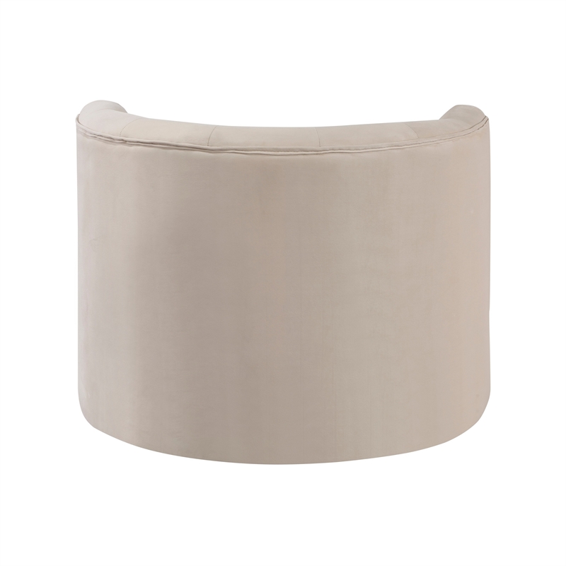 Alix 33 Inch Swivel Accent Chair- Round Design- Button Tufted Beige Velvet