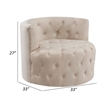 Alix 33 Inch Swivel Accent Chair- Round Design- Button Tufted Beige Velvet