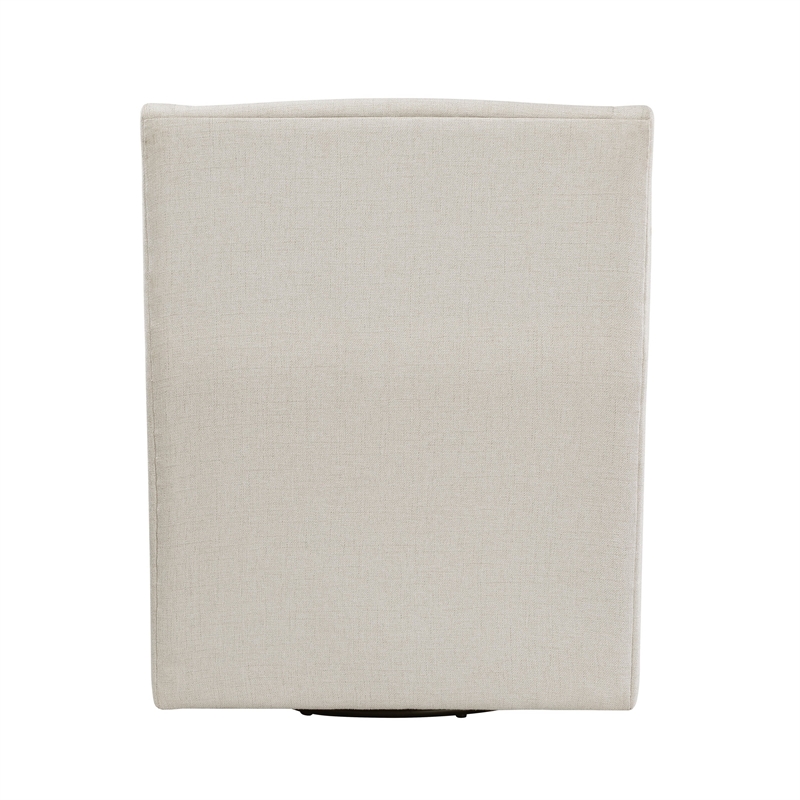 36 Inch Swivel Accent Chair- Sloped Track Arms- Textured Beige Polyester