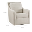 36 Inch Swivel Accent Chair- Sloped Track Arms- Textured Beige Polyester