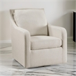 36 Inch Swivel Accent Chair- Sloped Track Arms- Textured Beige Polyester